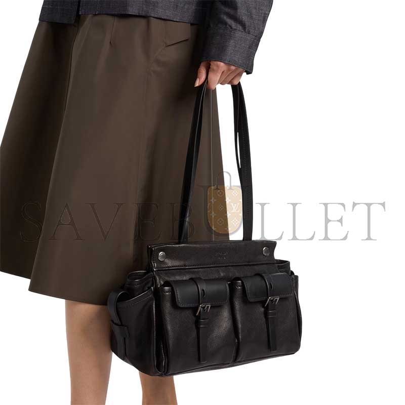 Pra*a route leather tote bag (39*21*15cm)